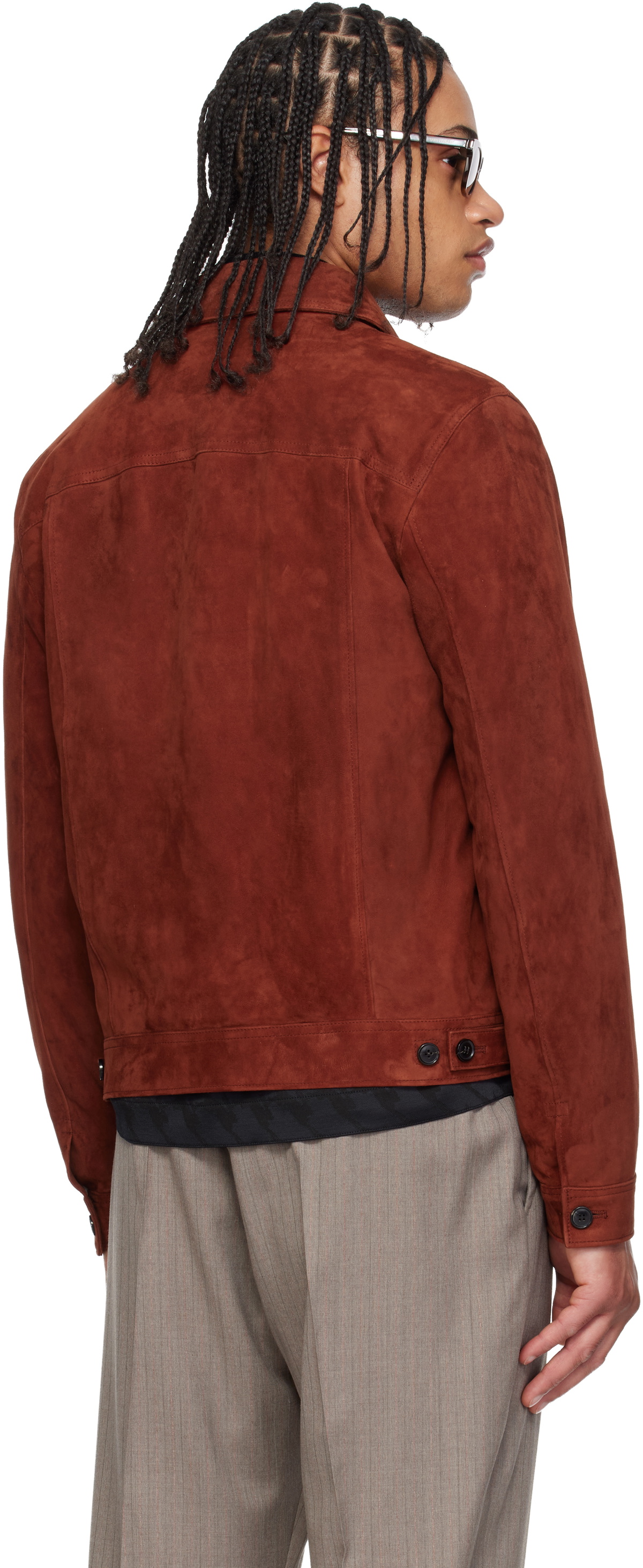 Paul Smith Red Slim Fit Denim Style Suede Jacket