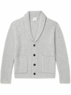 Allude - Shawl-Collar Ribbed Wool and Cashmere-Blend Cardigan - Gray