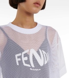 Fendi Logo-appliqué cropped mesh T-shirt