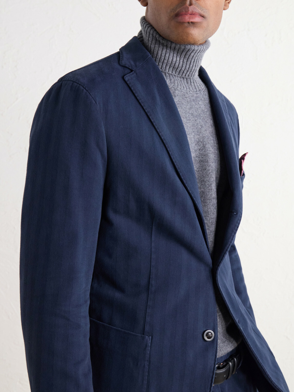 Boglioli - Herringbone Cotton and Cashmere-Blend Twill Suit Jacket - Blue