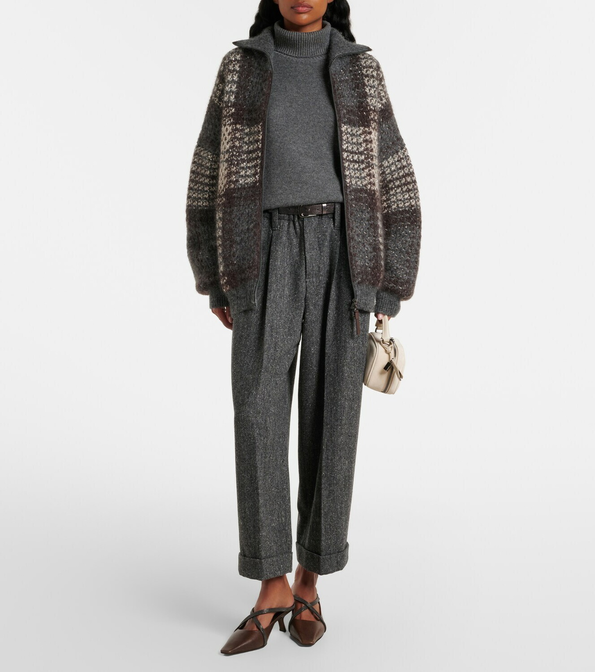 Brunello Cucinelli Checked sequined cardigan