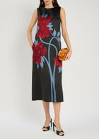 LA Double J Column Floral-jacquard Satin-twill Midi Dress Multicoloured