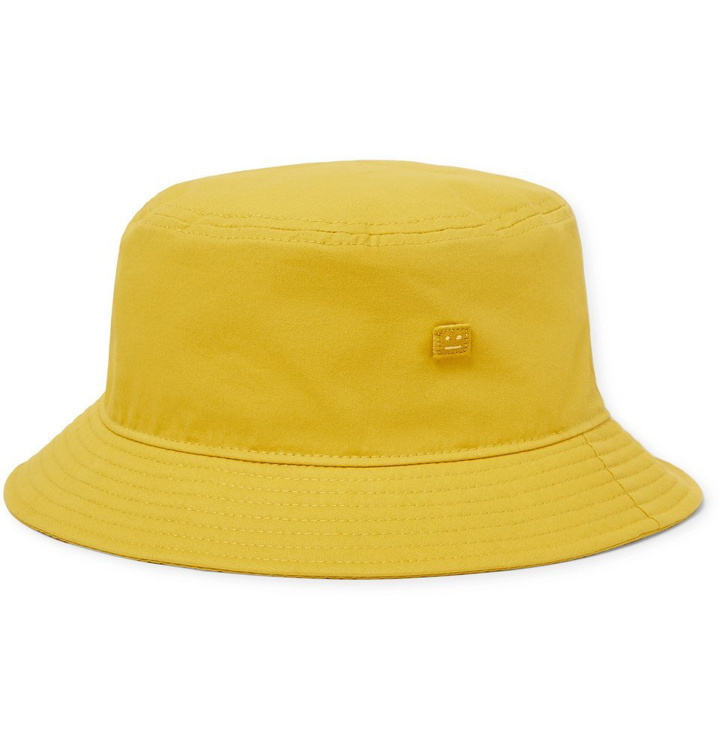 Photo: Acne Studios - Logo-Appliquéd Cotton-Twill Bucket Hat - Mustard