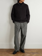 Kaptain Sunshine - Ribbed Wool Zip-Up Cardigan - Brown