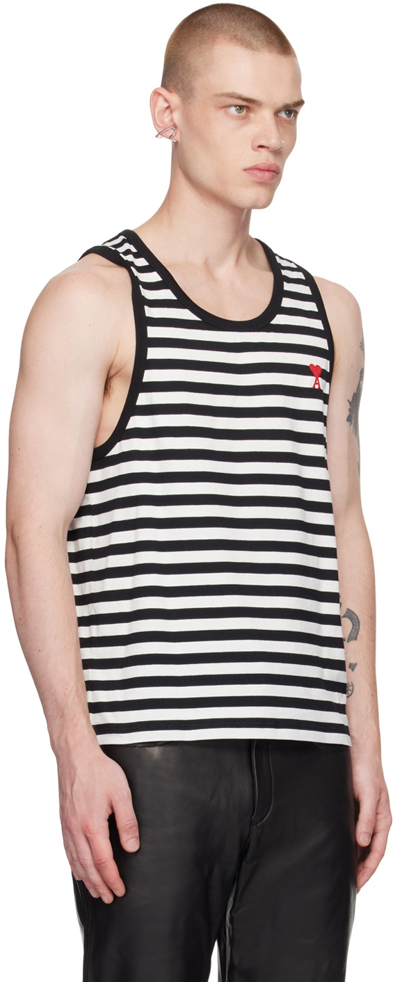 AMI Paris White & Black Ami de Cœur Tank Top
