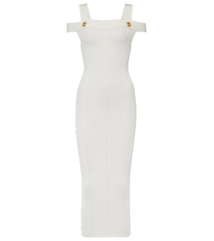 Photo: Balmain Ribbed-knit jersey midi dress