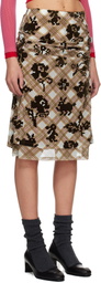 Chopova Lowena Brown & White Sonicscape Mesh Knee Midi Skirt