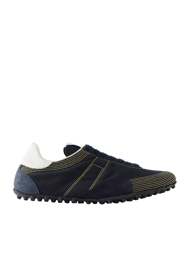 Photo: Maison Margiela - Sprinters Leather and Suede-Trimmed Cotton-Twill Sneakers - Black
