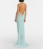 Mugler Draped sheer silk crêpe georgette gown