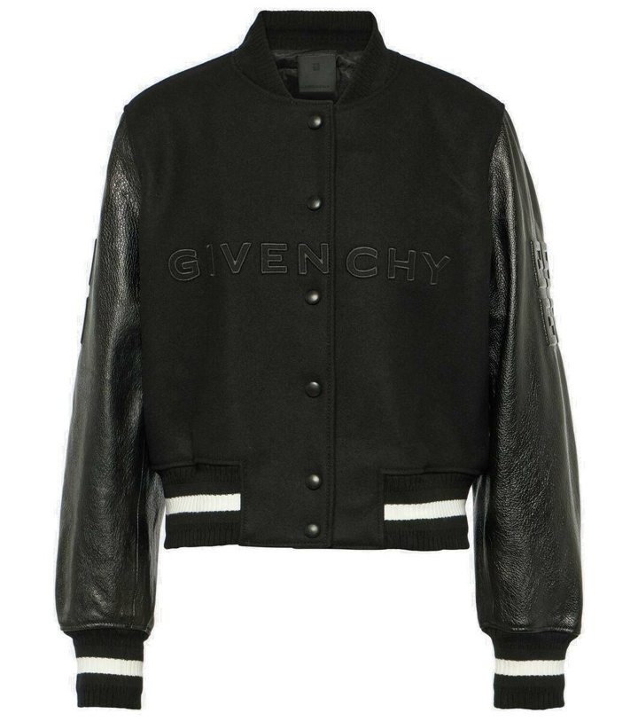 Photo: Givenchy Wool-blend and leather varsity jacket