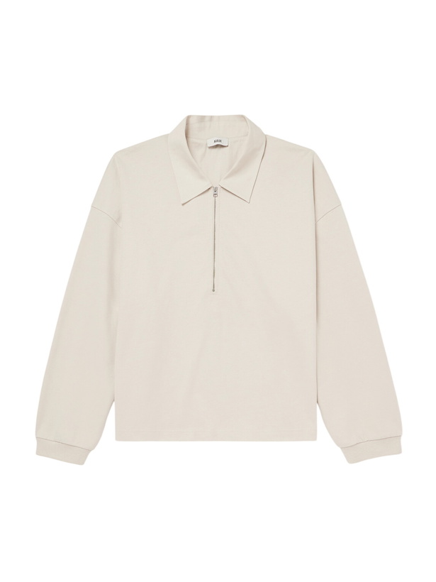 Photo: AGOLDE - Darius Cotton-Jersey Half-Zip Polo Shirt - Neutrals