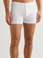 Hemen Biarritz - Albar Ribbed Organic Stretch-Cotton Boxer Briefs - White