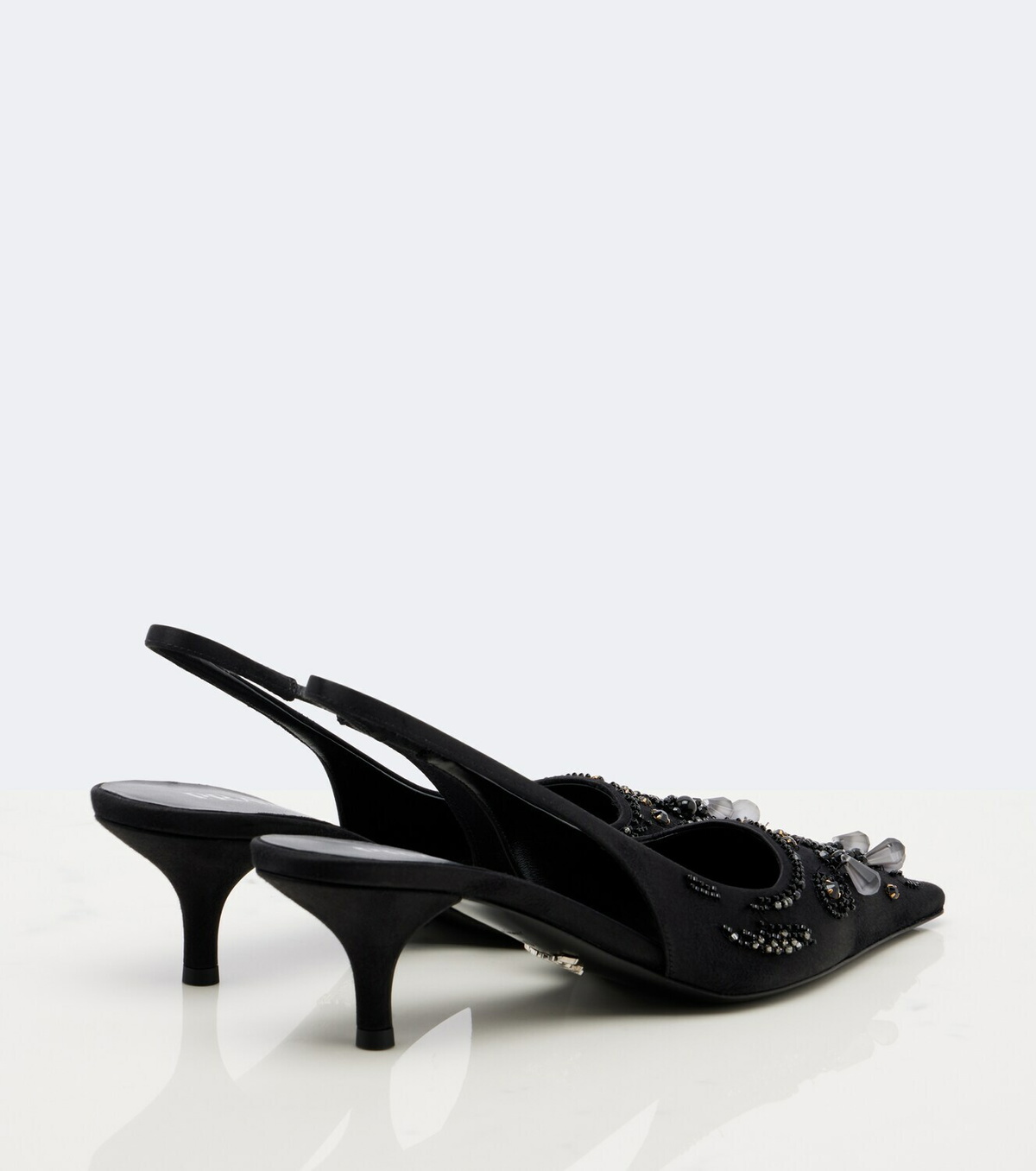 Prada Embellished satin slingback pumps
