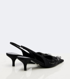 Prada Embellished satin slingback pumps