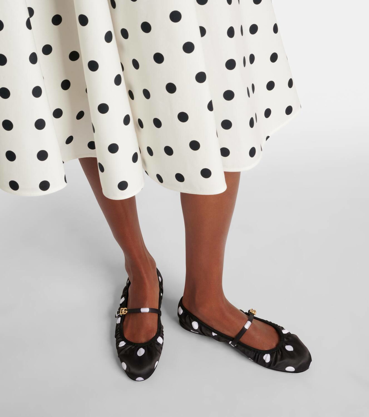 Dolce&Gabbana Odette polka-dot satin ballet flats