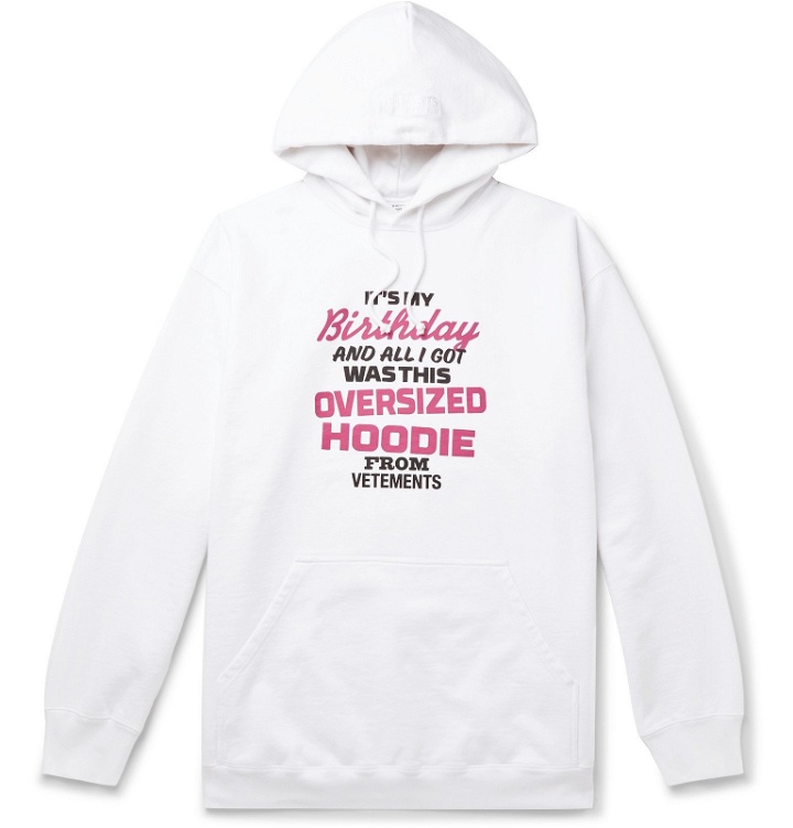 Photo: VETEMENTS - Oversized Printed Loopback Cotton-Jersey Hoodie - White