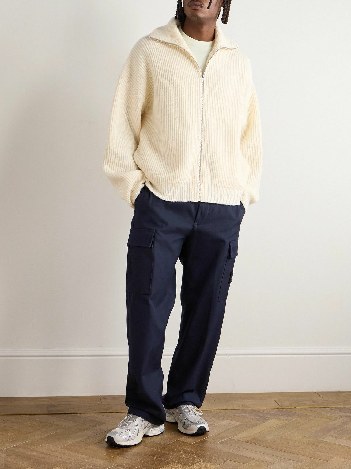 Stone Island - Straight-Leg Cotton-Canvas Cargo Trousers - Blue