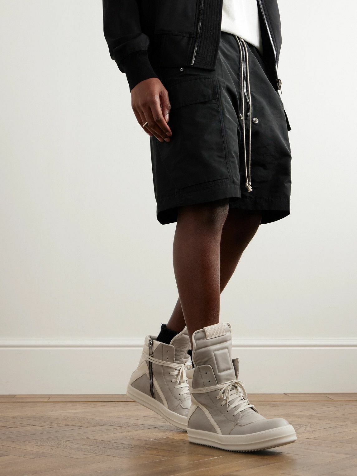 Rick Owens - Geobasket Leather High-Top Sneakers - Gray Rick Owens