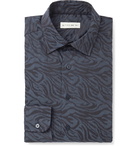 Etro - Zebra-Print Cotton-Poplin Shirt - Blue