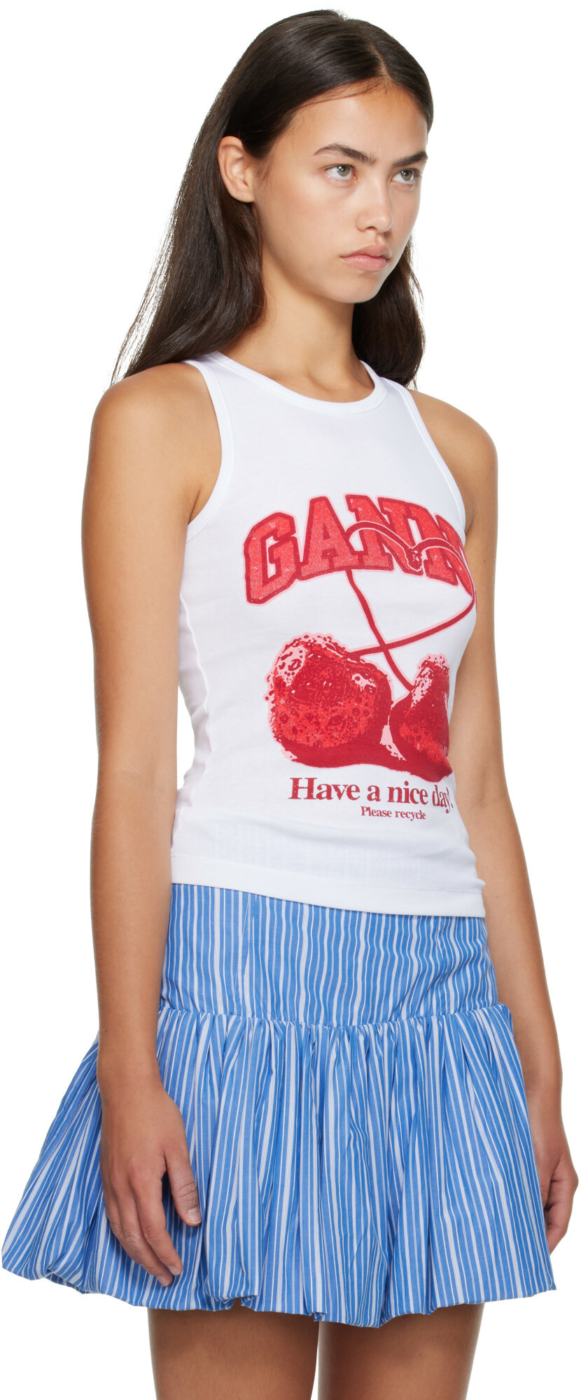 GANNI White Cherry Tank Top