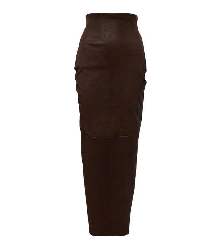 Photo: Rick Owens Dirt Pillar leather and cotton midi skirt