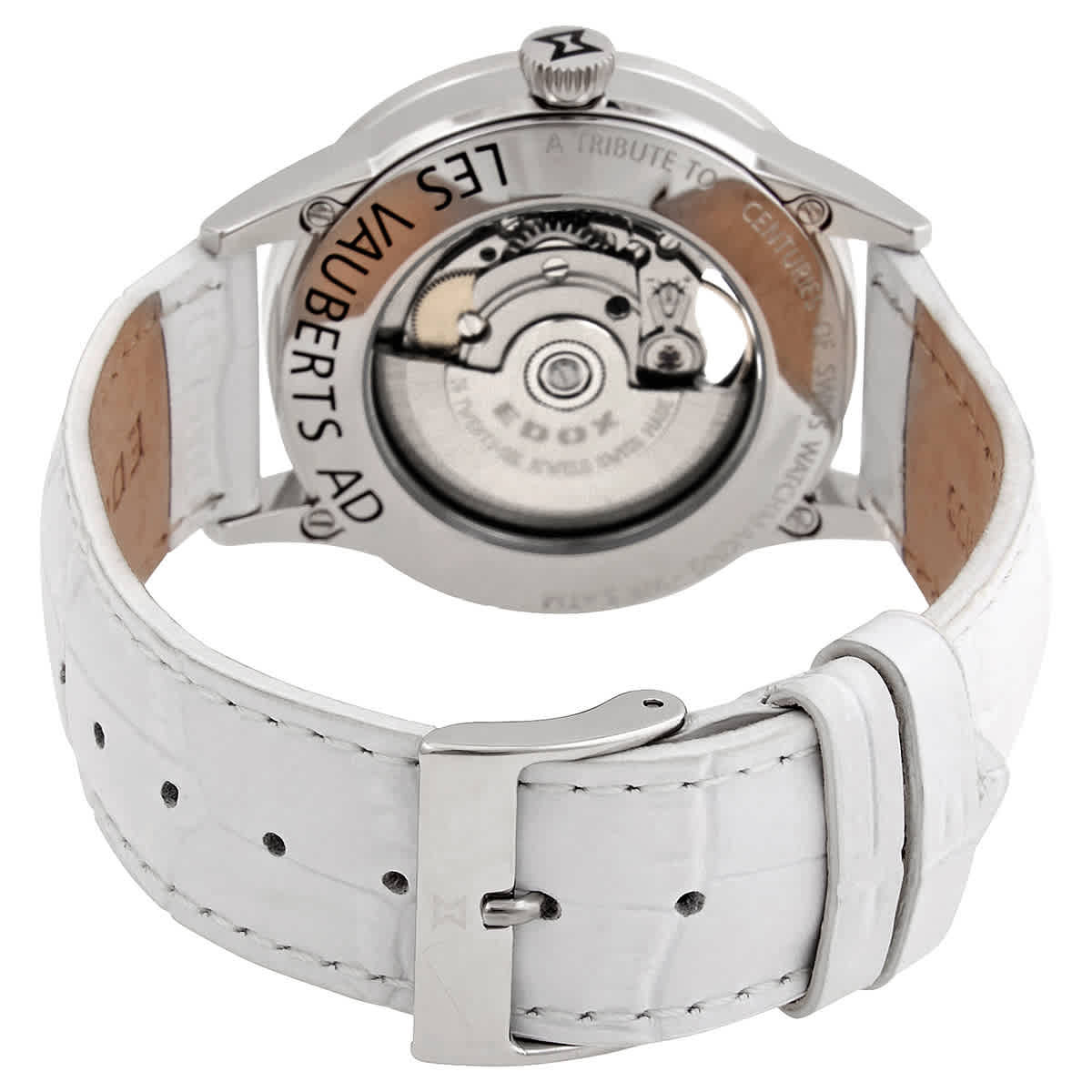 Edox Les Vauberts Open Heart White Mother of Pearl Dial Ladies Watch 85019 3A NADN