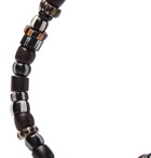 Mikia - Glass, Silver and Cord Bracelet - Black