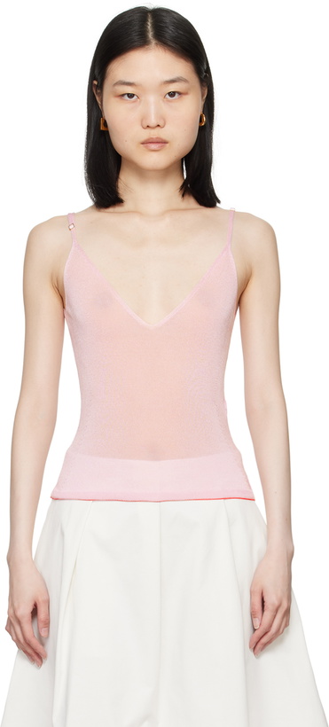 Photo: JACQUEMUS Pink La Casa 'La maille Spallina' Tank Top