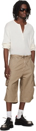 424 Beige Camo Stripe Bermudas Cargo Shorts