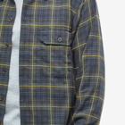 Universal Works Men's Herringbone Check Utility Shirt in Green