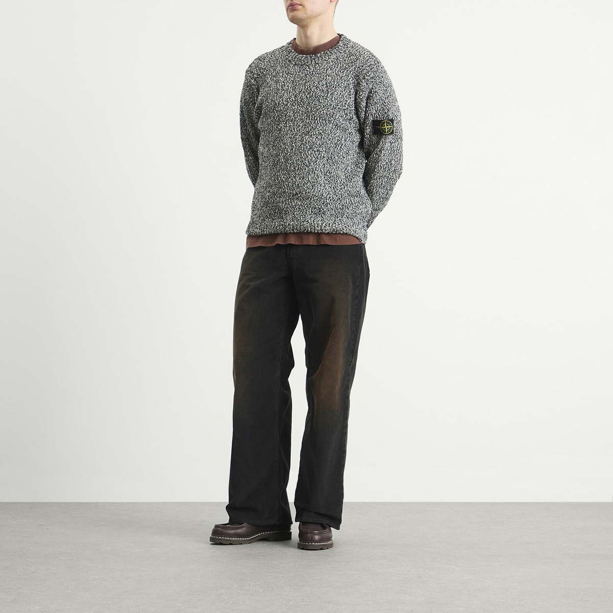 stone  SPECKLED COTTON ニット セーター Stone Island Men's Speckled Cotton Knit Jumper in Black Melange