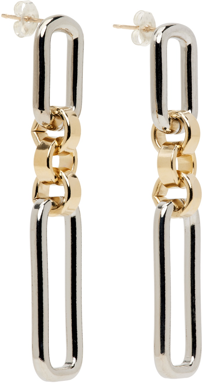 Laura Lombardi Silver & Gold Two-Tone Stanza Earrings Laura Lombardi