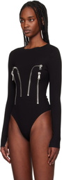AREA Black Long Sleeve Zipper Bodysuit
