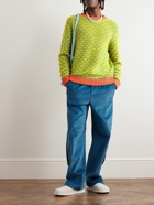 The Elder Statesman - Brick Jacquard-Knit Cashmere Sweater - Green