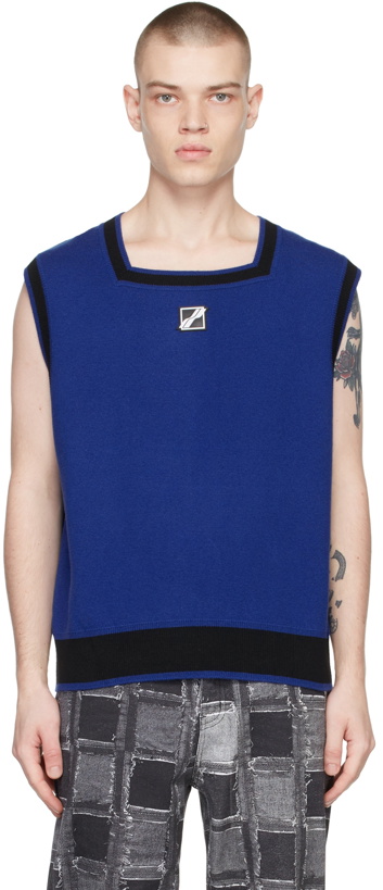 Photo: We11done Blue Logo Patch Square Neck Vest