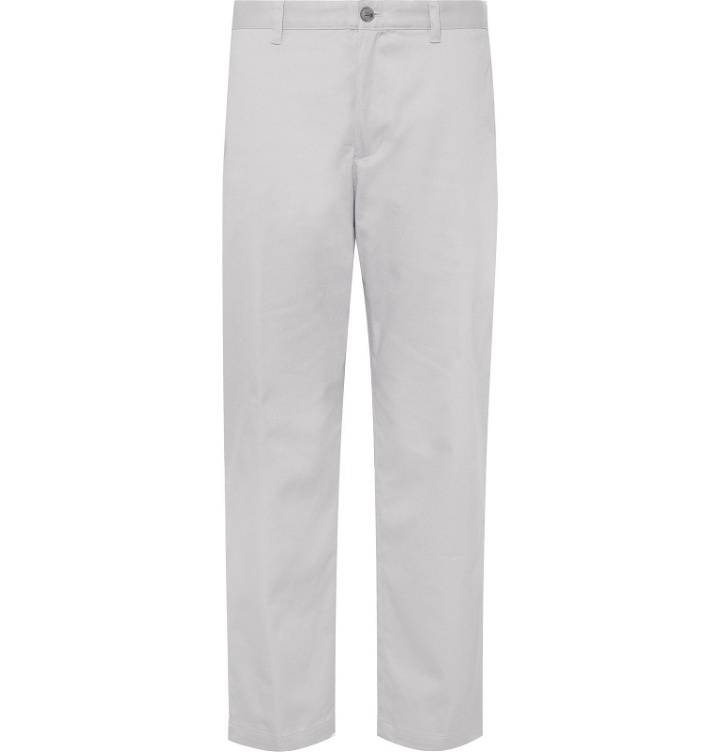 Photo: Club Monaco - Light-Grey Uniform Slim-Fit Cropped Cotton-Blend Twill Trousers - Blue