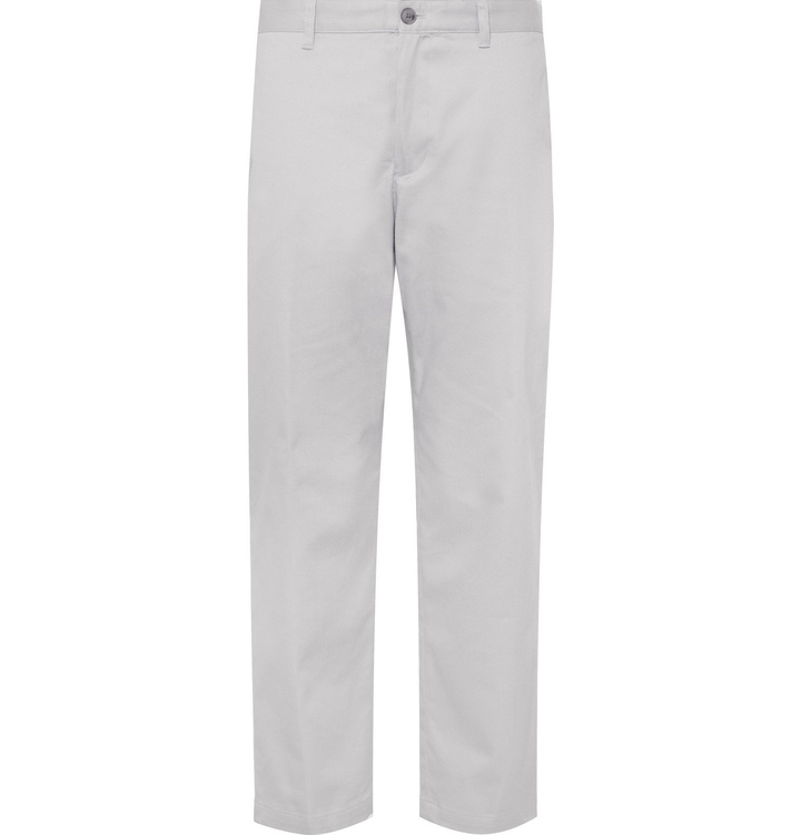 Photo: Club Monaco - Light-Grey Uniform Slim-Fit Cropped Cotton-Blend Twill Trousers - Blue