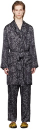 Versace Underwear Black Barocco Robe