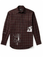 Enfants Riches Déprimés - Printed Checked Merino Wool-Flannel Shirt - Burgundy