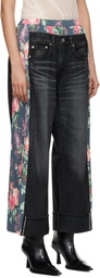 Junya Watanabe Black Levi's Edition Flower Pattern Print Jeans
