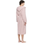 Tekla Pink & Off-White Terry Hooded Bathrobe