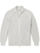 Brunello Cucinelli - Ribbed Cotton Zip-Up Cardigan - Gray