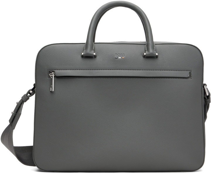 Photo: BOSS Gray Logo-Embossed Document Briefcase