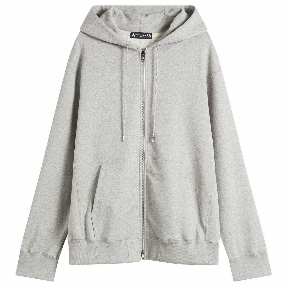 MASTERMIND WORLD Men's OG Embroidery-Ish Zip-Up Hoodie in Top Grey