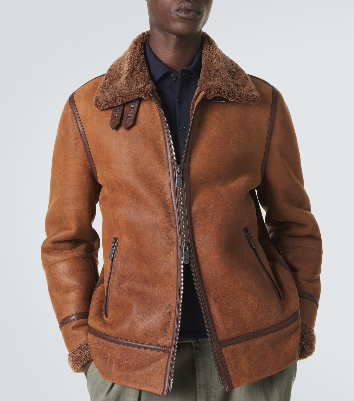 Brunello Cucinelli Shearling-lined leather jacket