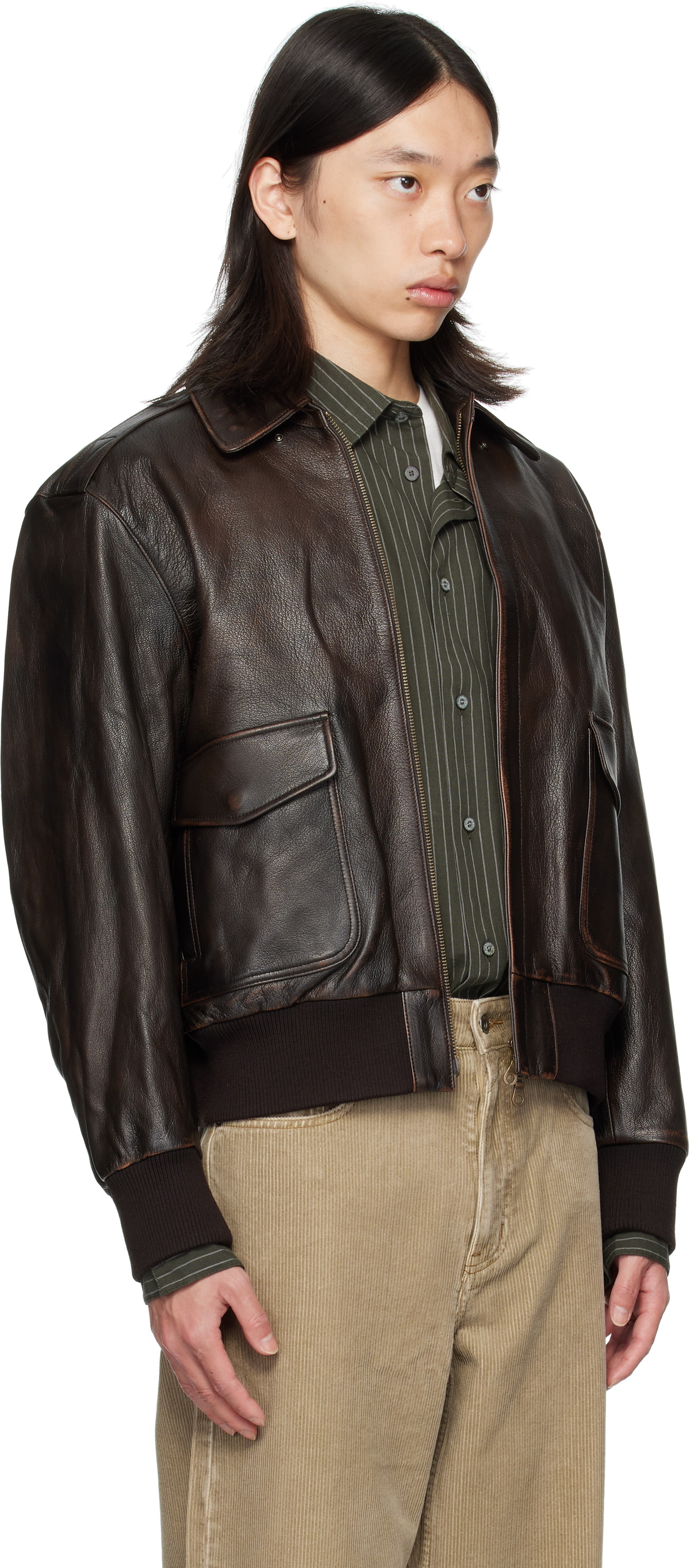 COOR Brown Vintage Cow Skin A-2 Leather Jacket