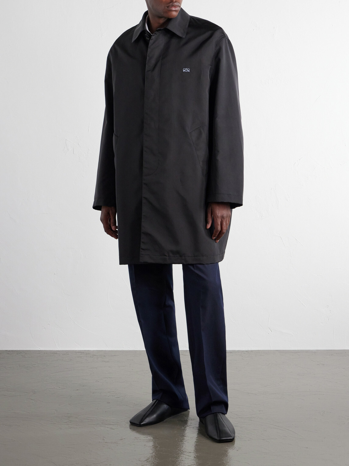 LOEWE - Logo-Embroidered Twill Trench Coat - Black