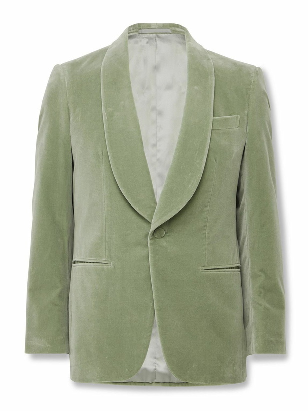 Photo: Kingsman - Slim-Fit Shawl-Collar Cotton-Velvet Tuxedo Jacket - Green