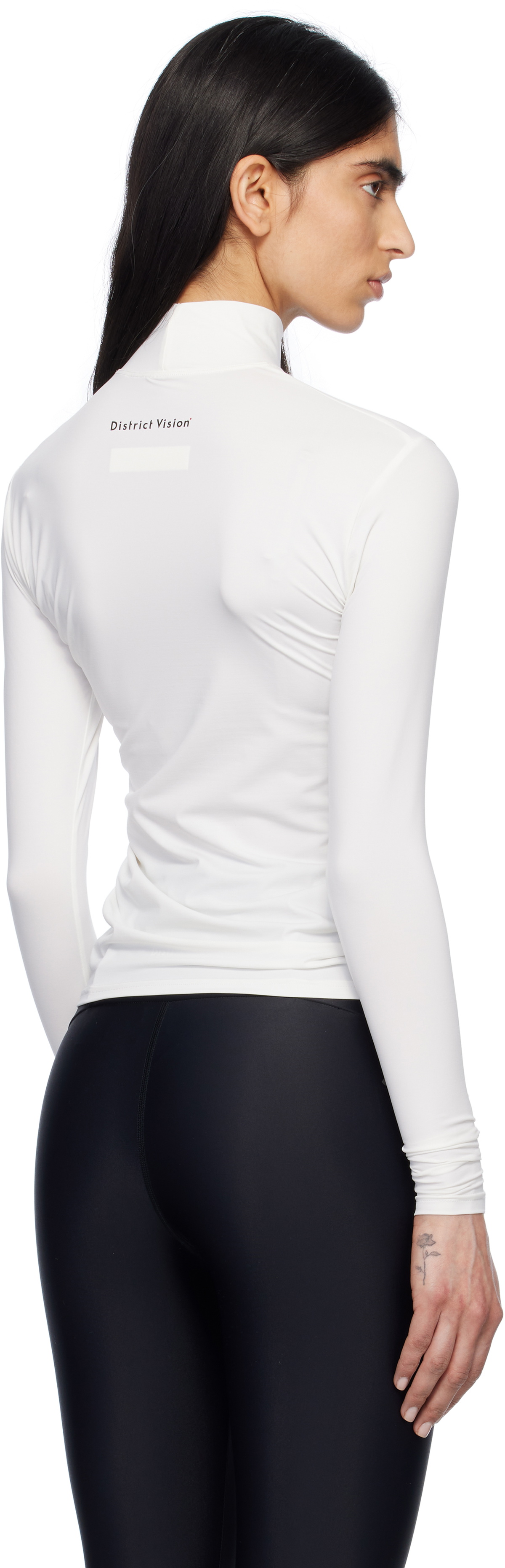 District Vision White Paneled Long Sleeve Mock Sport T-shirt