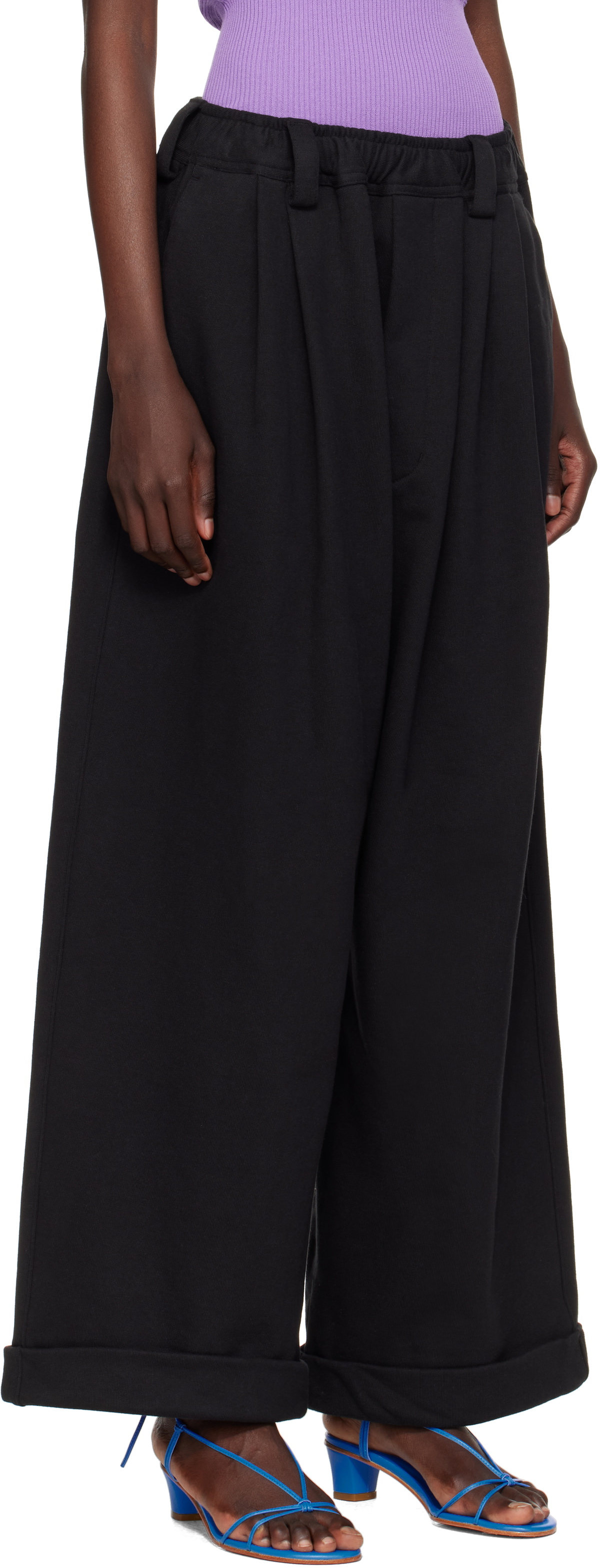 Meryll Rogge Black Sweatshirt Drawstring Chino Lounge Pants